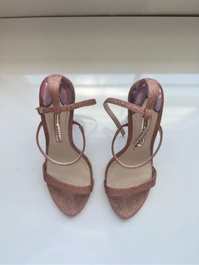 Sophia Webster Rose Gold Glitter Strappy Heels